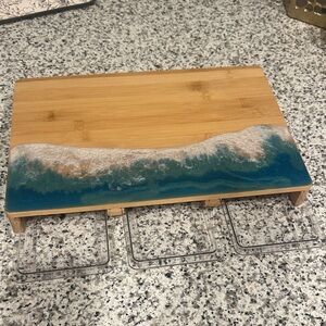Bamboo Bath Tray with Ocean Design